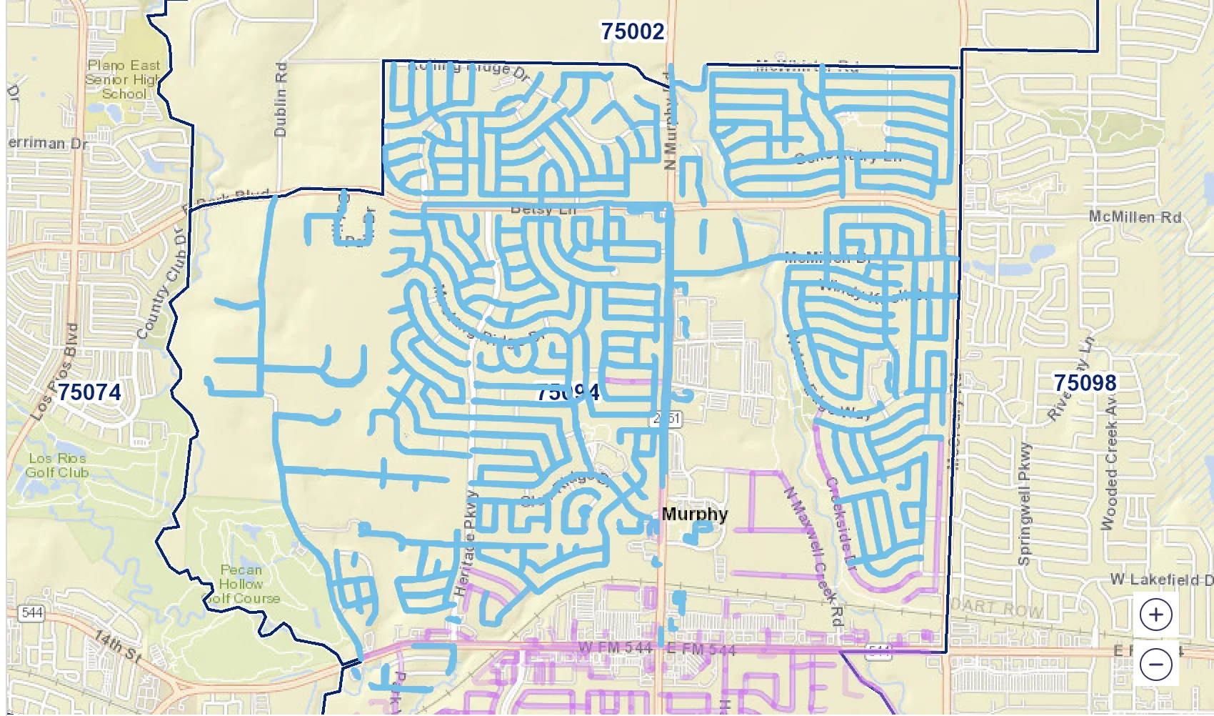 USPS EDDM route map for October 2026 — East Plano + Murphy, zip 75094